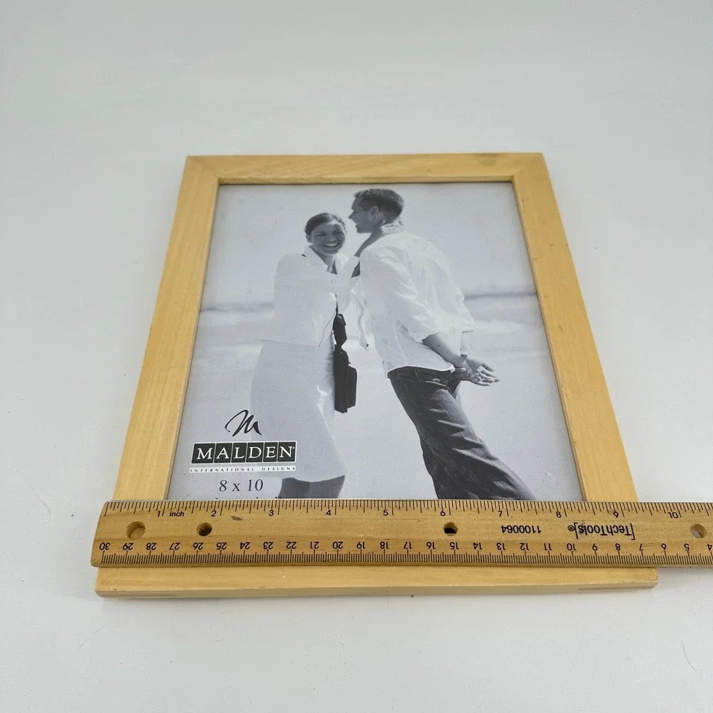 Malden International Designs 8x10 Natural Light Wood Picture Frame Easel Back
